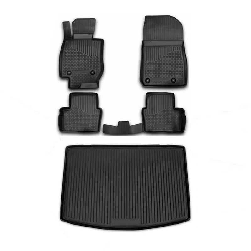 Fußmatten & Kofferraumwanne Set für Mazda CX-3 2015-2024 Gummi TPE Schwarz 5x