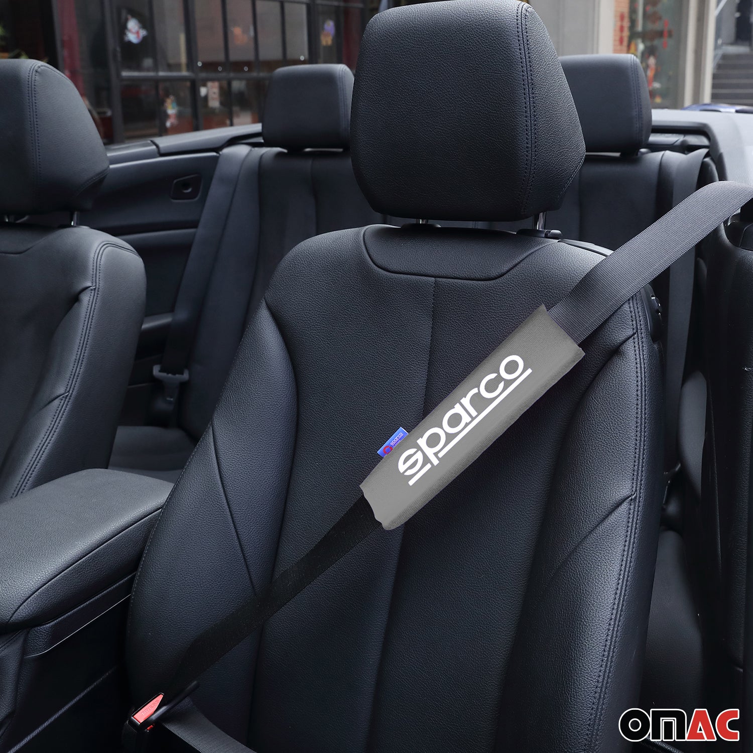SPARCO Gurtschoner Gurtpolster Sicherheitsgurt Gurtschutz Autogurt Grau 2x