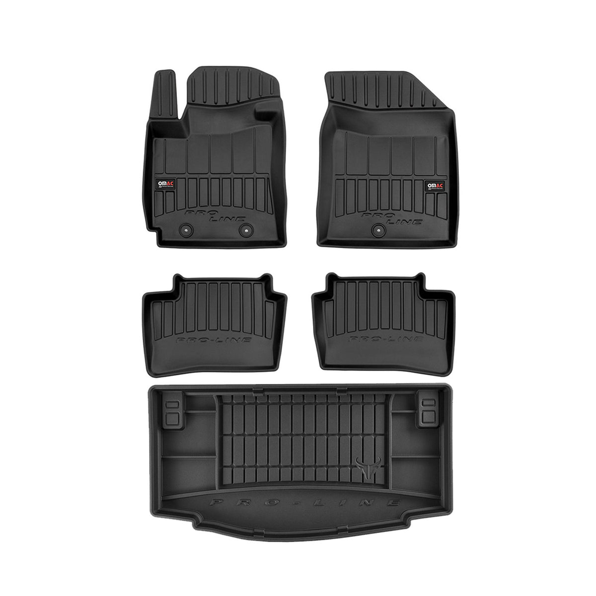 OMAC Fußmatten & Kofferraumwanne Set für Hyundai i10 2013-2019 Gummi Schwarz 5x