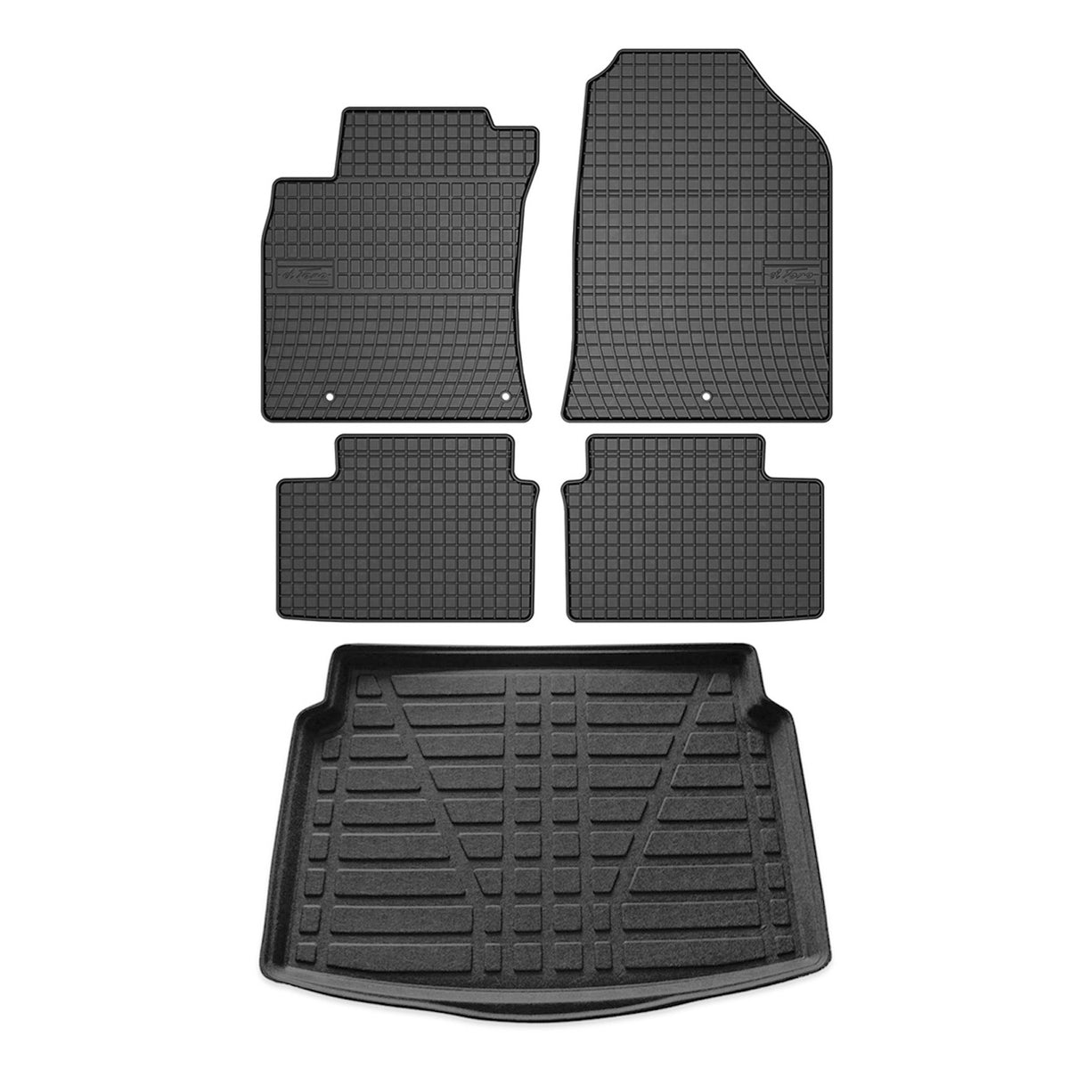 Fußmatten & Kofferraumwanne Set für Hyundai i30 Schrägheck 2016-2024 Gummi 5x