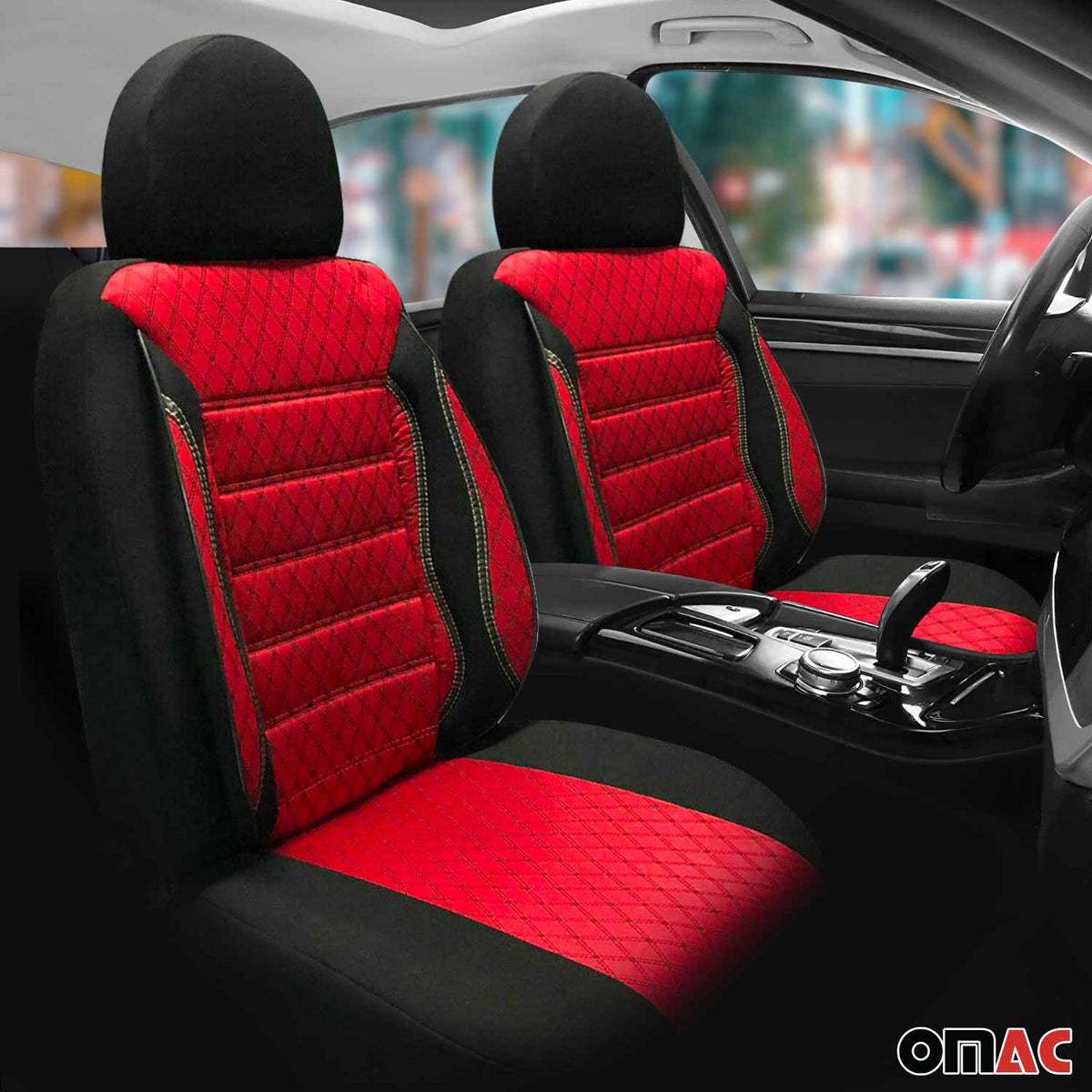 Sitzbezüge Schonbezüge für Vauxhall Vivaro 2001-2014 Schwarz Rot 2 Sitz Vorne