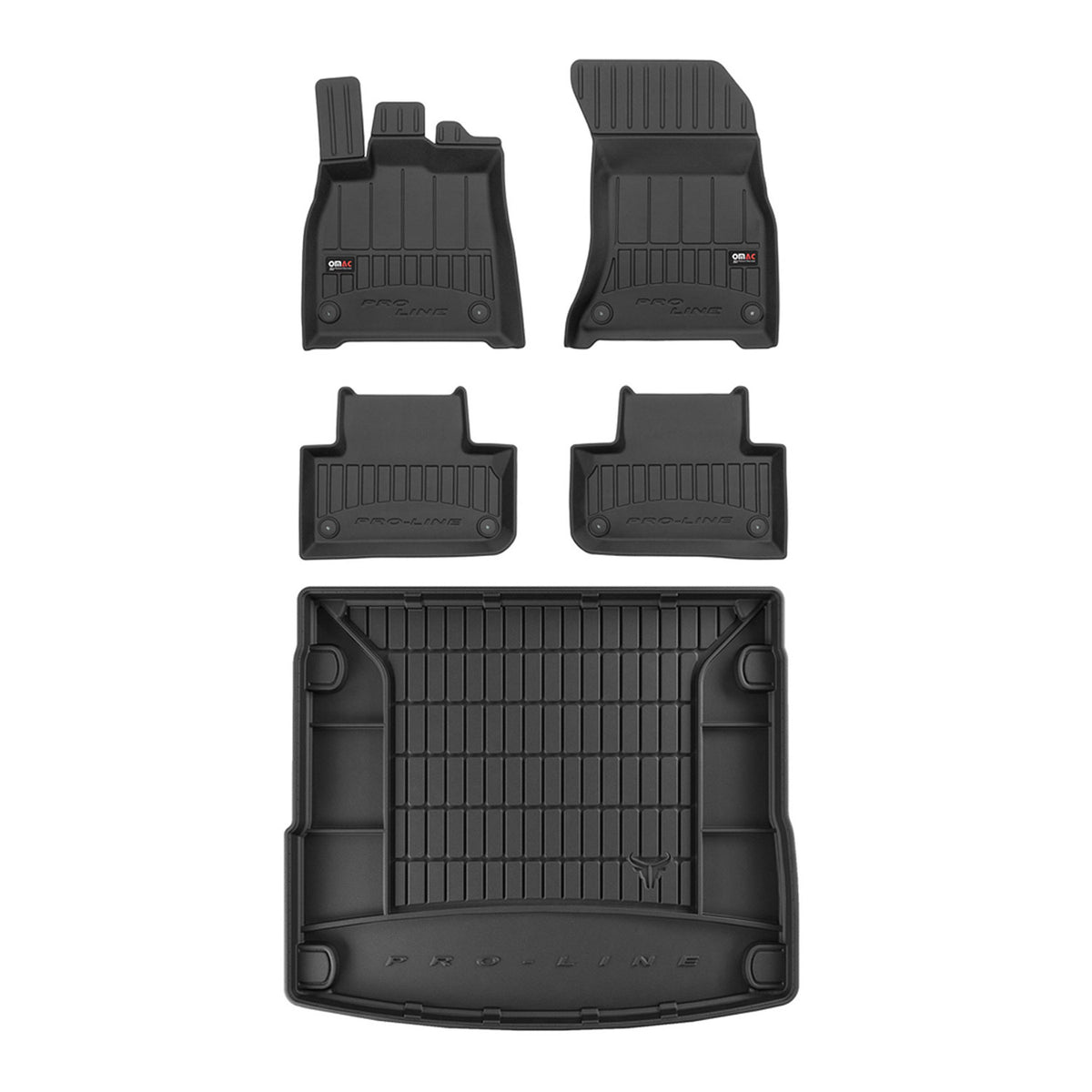 Fußmatten Kofferraumwanne Set für Audi Q5 FY 2017-2023 OMAC Premium Schwarz TPE