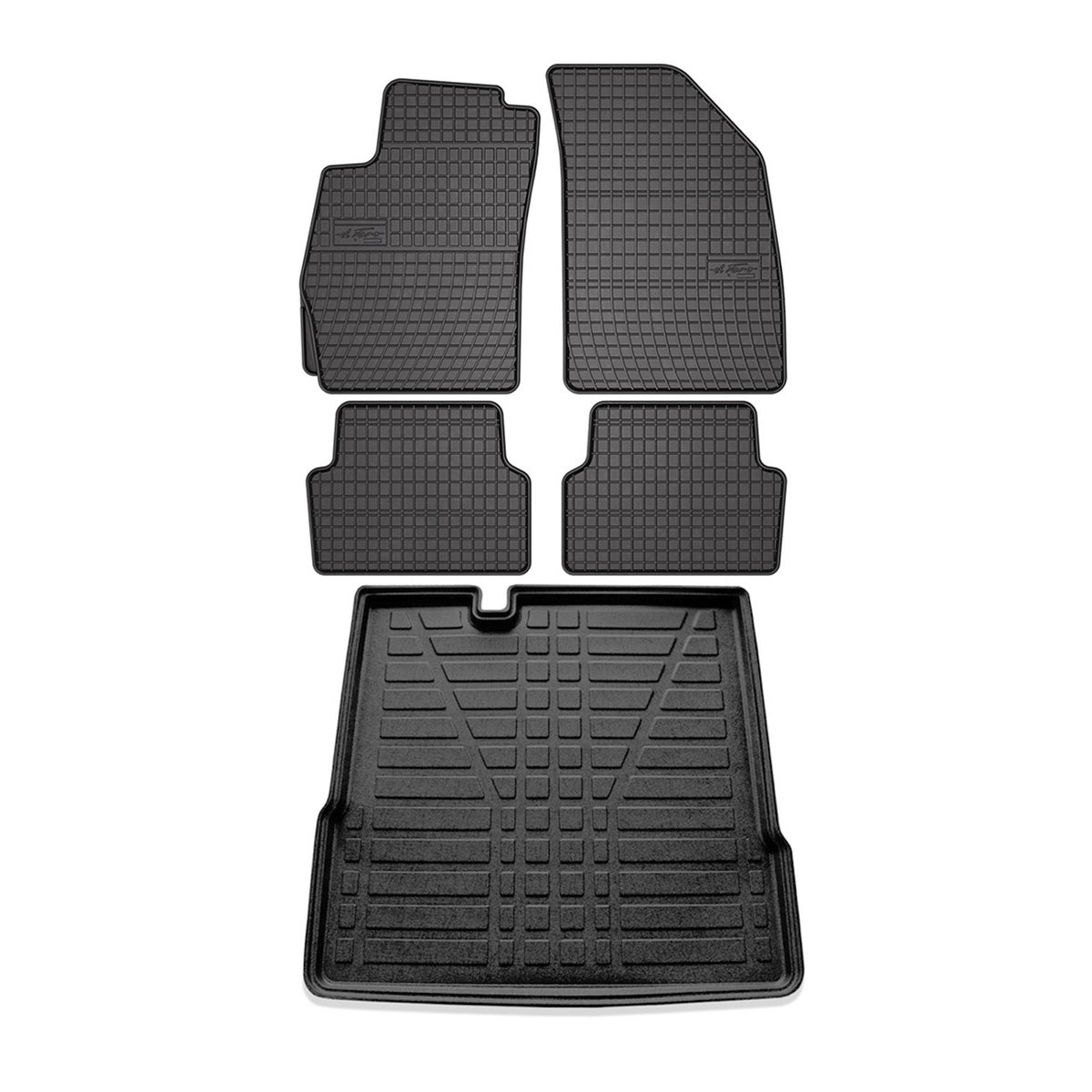 Fußmatten Kofferraumwanne Set für Chevrolet Aveo 2011-2015 Schrägheck Gummi TPE