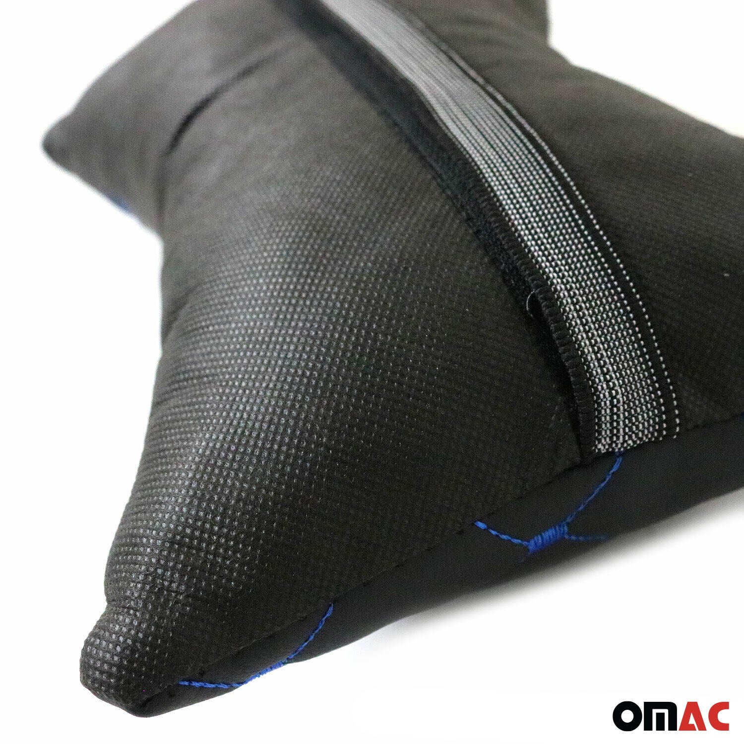 KFZ Auto Kopfstütze Kissen Autositzkissen Nackenkissen Leder Schwarz Blau 8x30cm