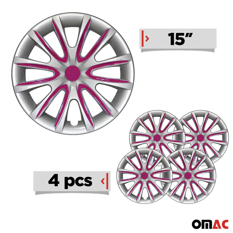 4x Radkappen 15 zoll Grau & Lila