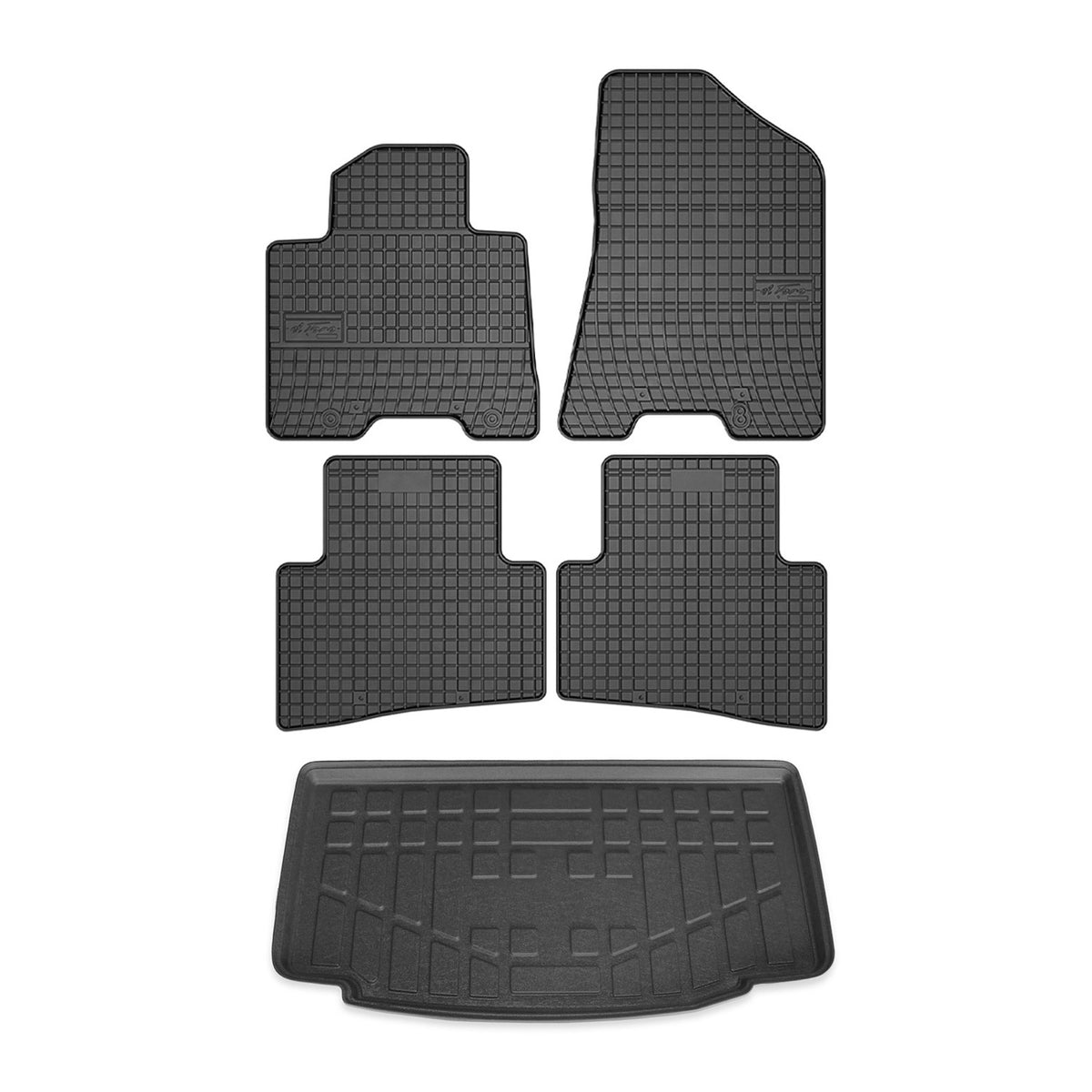 Fußmatten & Kofferraumwanne Set für Hyundai i10 Schrägheck 2013-2024 Gummi 5x