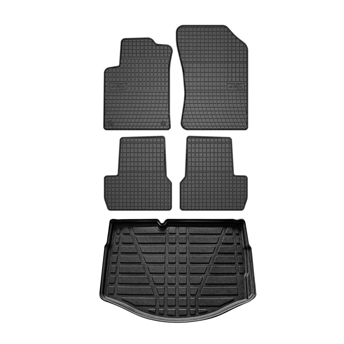 Fußmatten & Kofferraumwanne Set für Citroen C3 Schrägheck 2009-2016 Gummi 5x