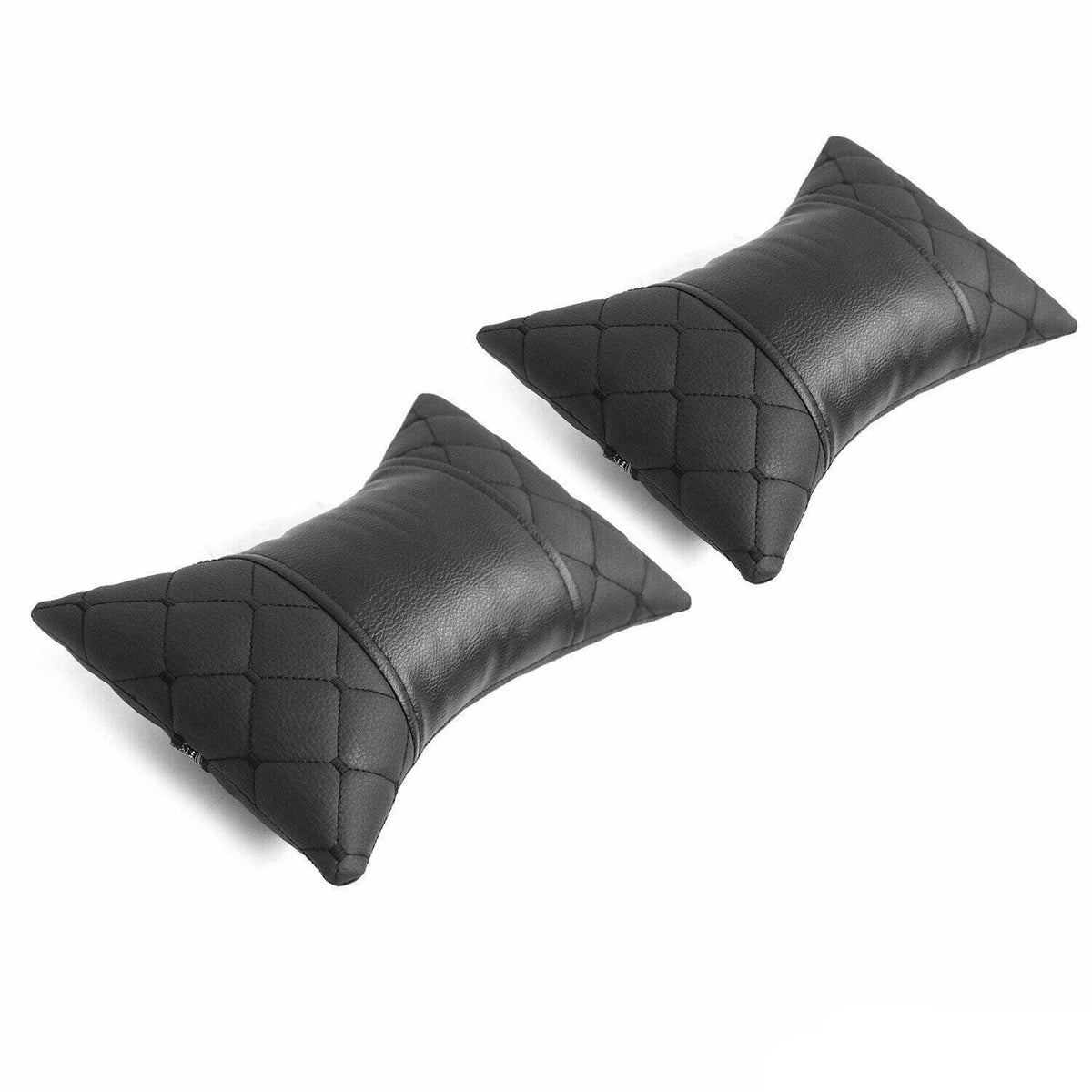 Pack of 2 car headrest, car seat cushion, neck cushion, leather, black, 8 x 30 cm