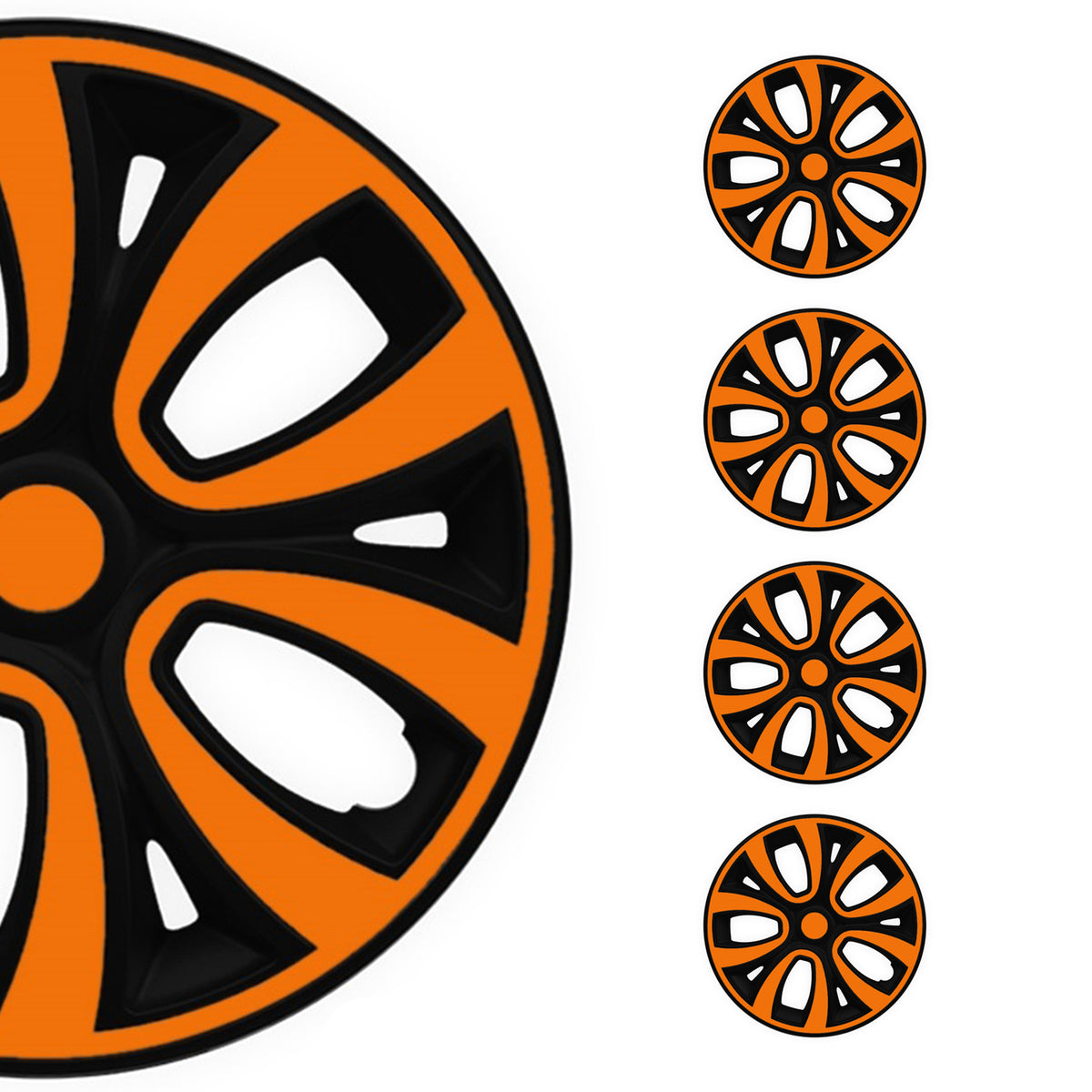4x Radblenden Radzierblenden Radkappen für 14" Zoll Stahlfelgen Orange Schwarz