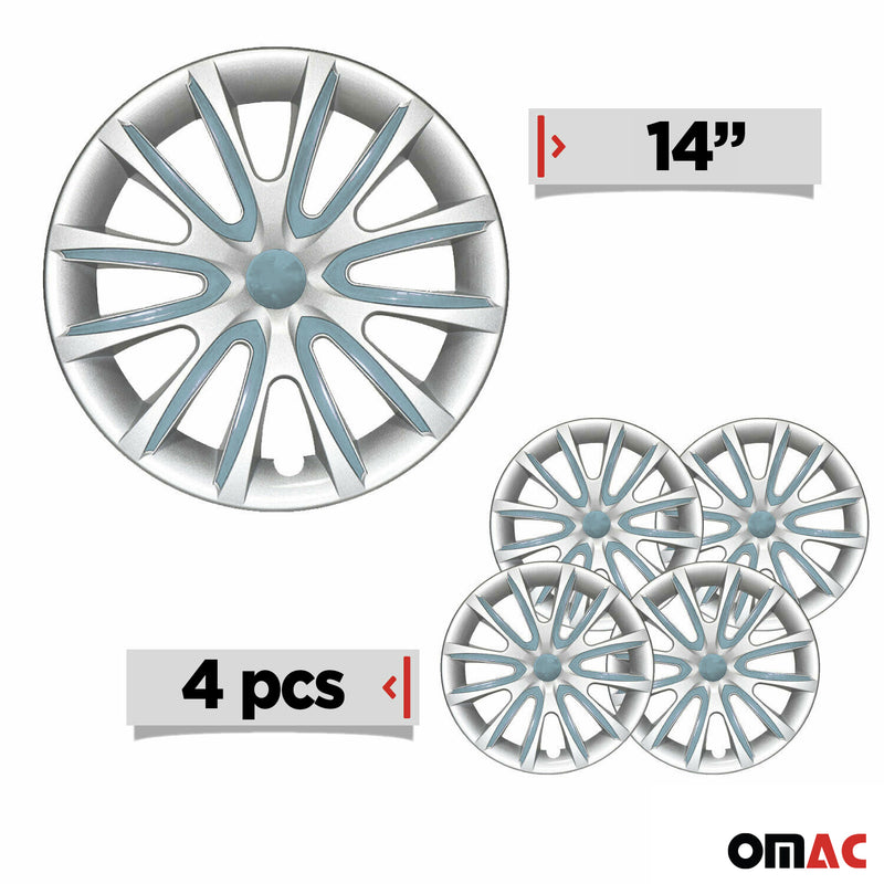 4x Radblenden Radkappen Radzierblenden für 14" Zoll Stahlfelgen Grau Hell Blau