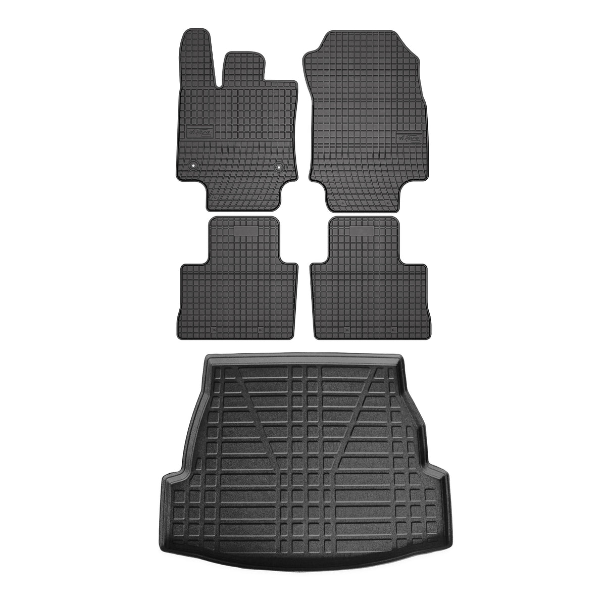 Fußmatten & Kofferraumwanne Set für Toyota RAV4 2019-2024 Gummi TPE Schwarz 5x