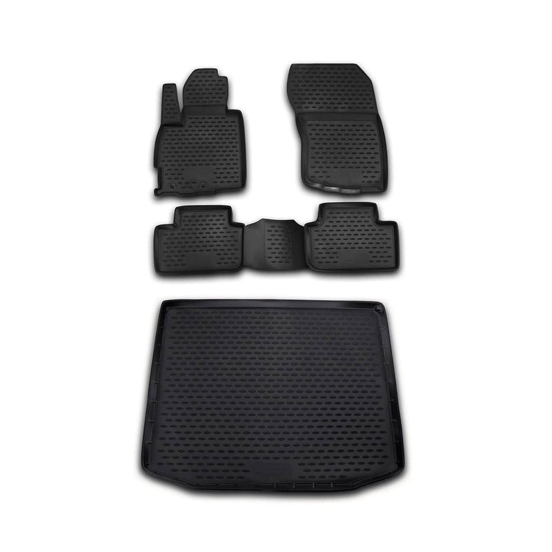 Fußmatten & Kofferraumwanne Set für Mitsubishi ASX 2010-2024 TPE Schwarz