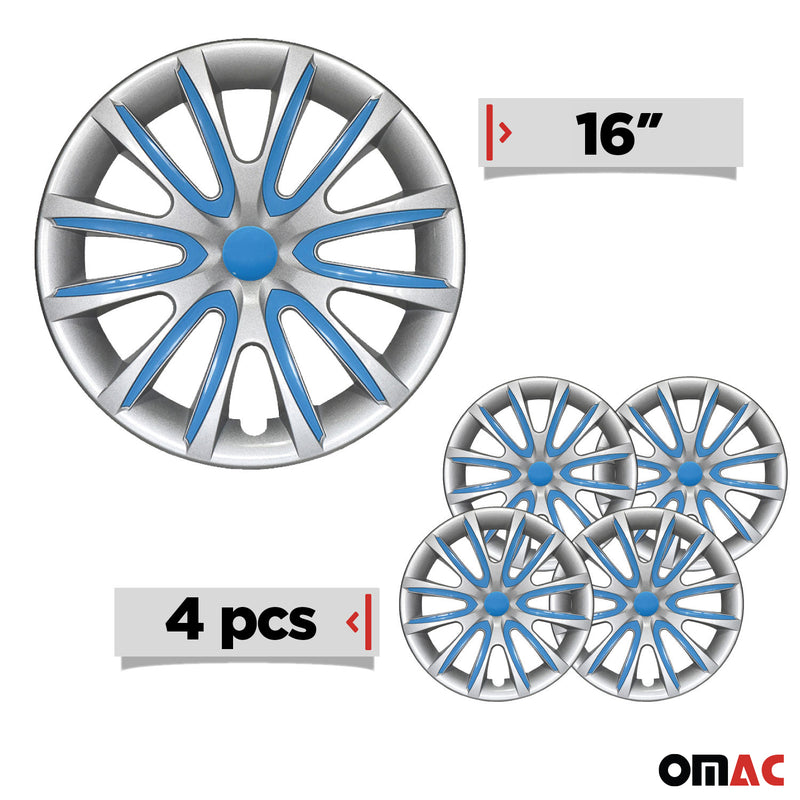 4x Radkappen 16 zoll Grau & Blau