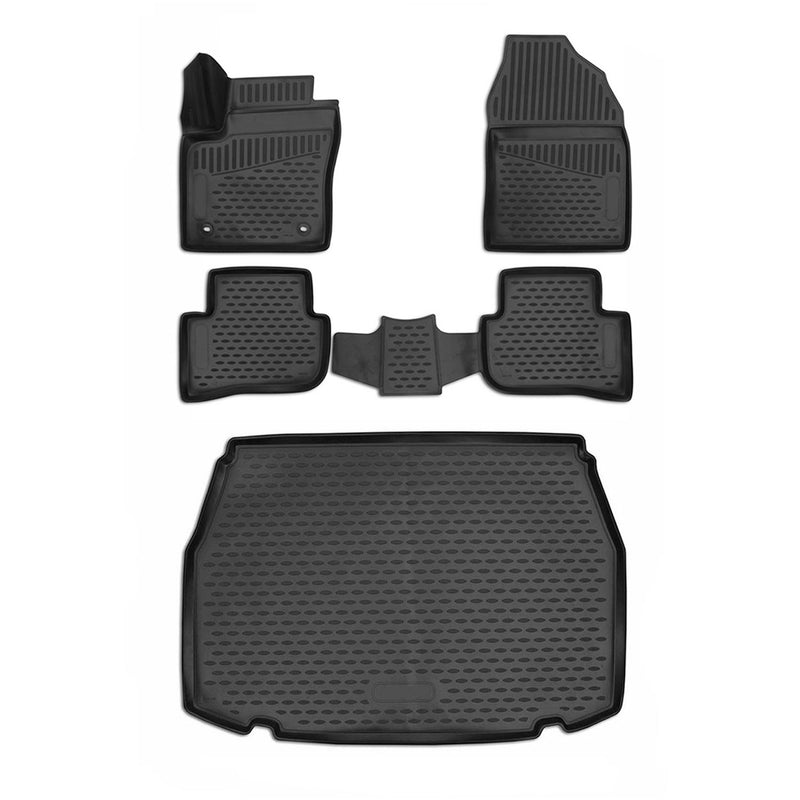 Fußmatten & Kofferraumwanne Set für Toyota C-HR 2016-2024 Gummi TPE Schwarz 5x