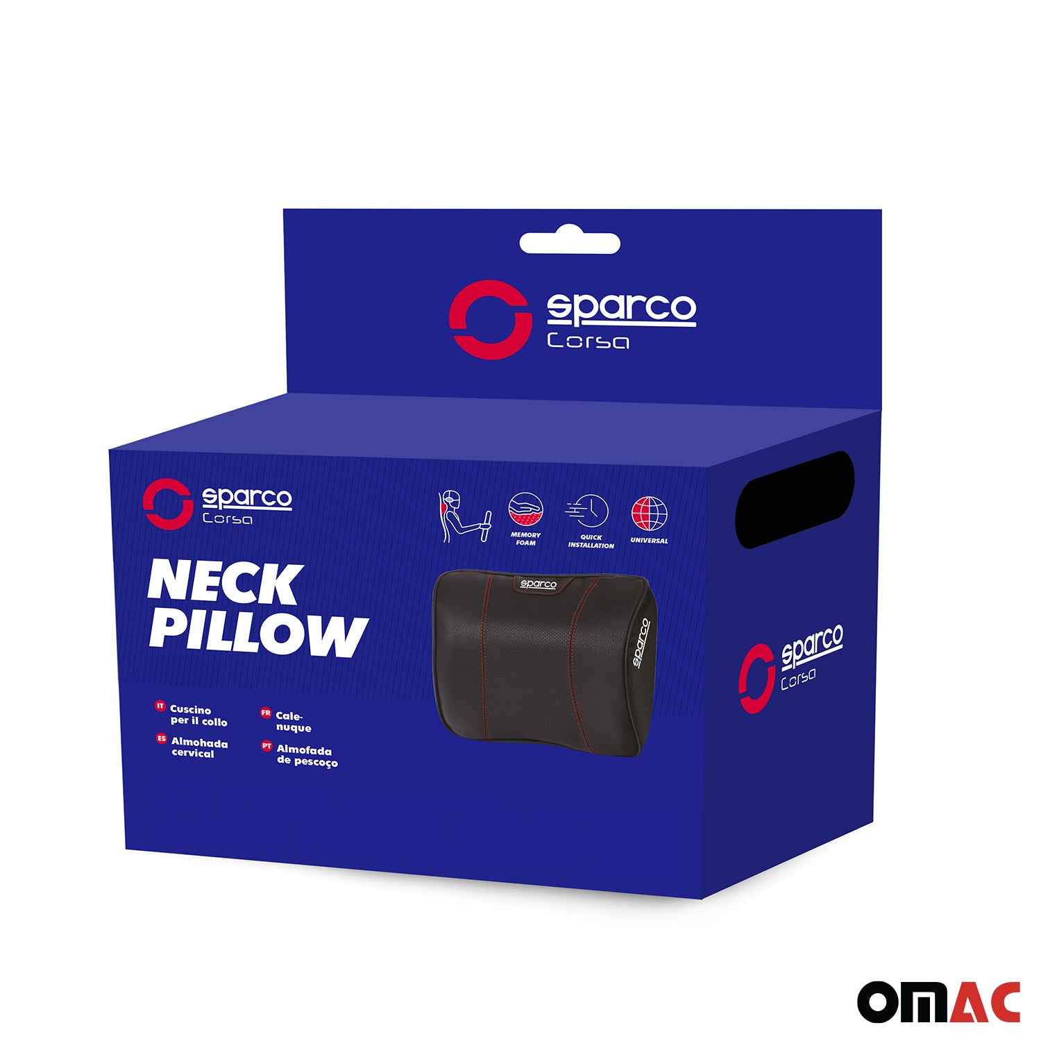 SPARCO Auto Nackenkissen Reisekissen Schwarz Ergonomische Memory-Schaum Kissen