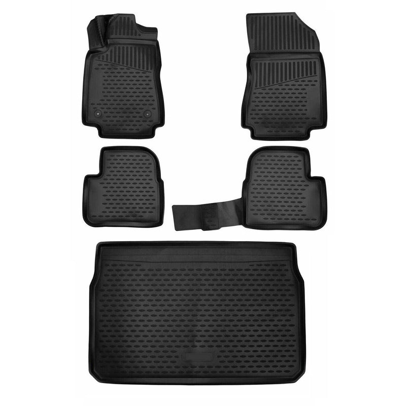 Fußmatten & Kofferraumwanne Set für Citroen C3 2016-2024 Gummi TPE Schwarz 5x