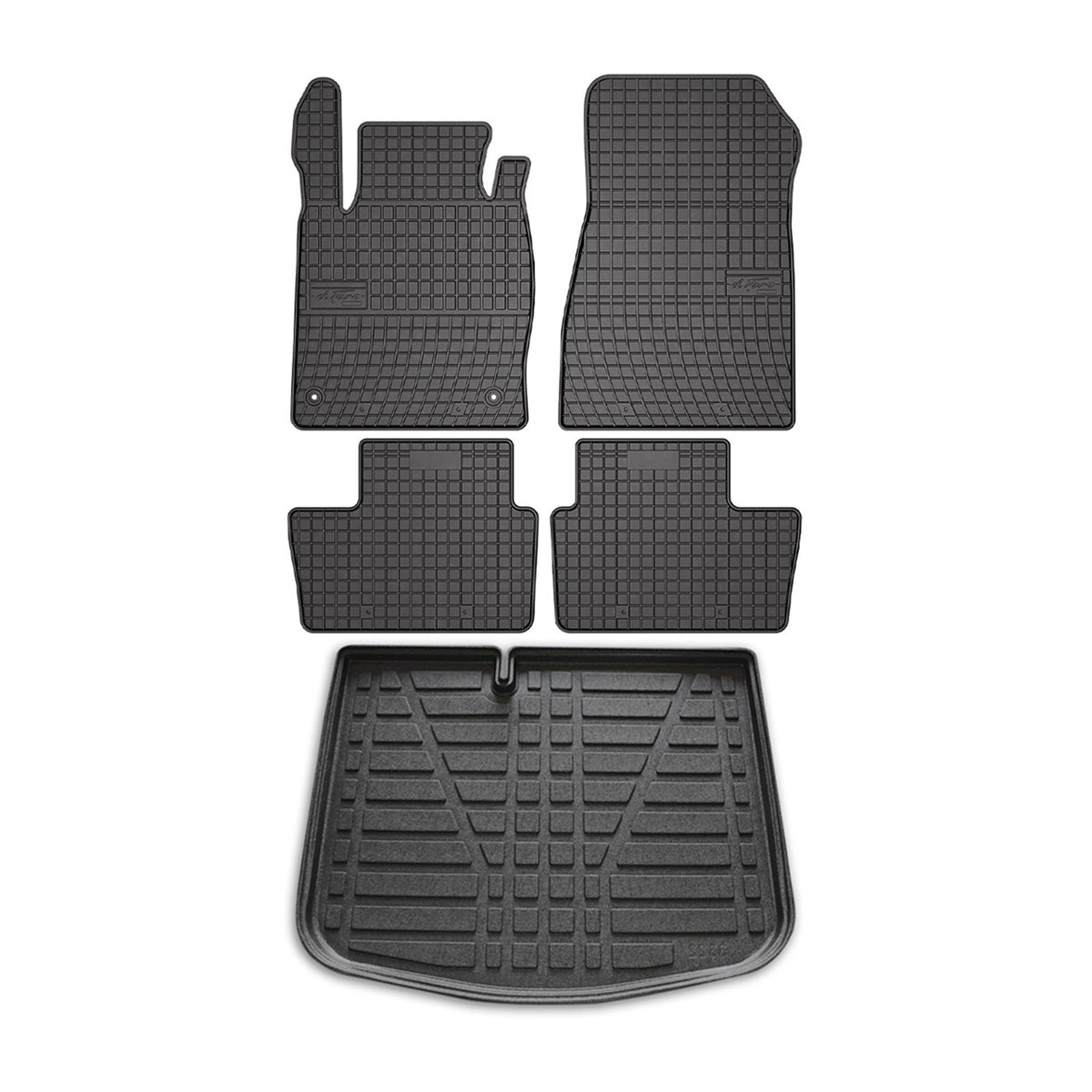 Fußmatten & Kofferraumwanne Set für Nissan Juke 2019-2024 Gummi TPE Schwarz 5x