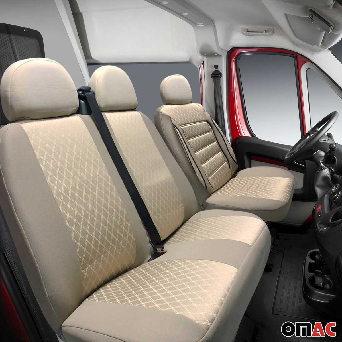 Sitzbezüge Schonbezüge Sitzschoner für Citroen Jumpy 2016-2024 Beige 2+1 Vorne