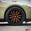 4x hubcaps wheel trim for 16" inch steel rims matt black orange