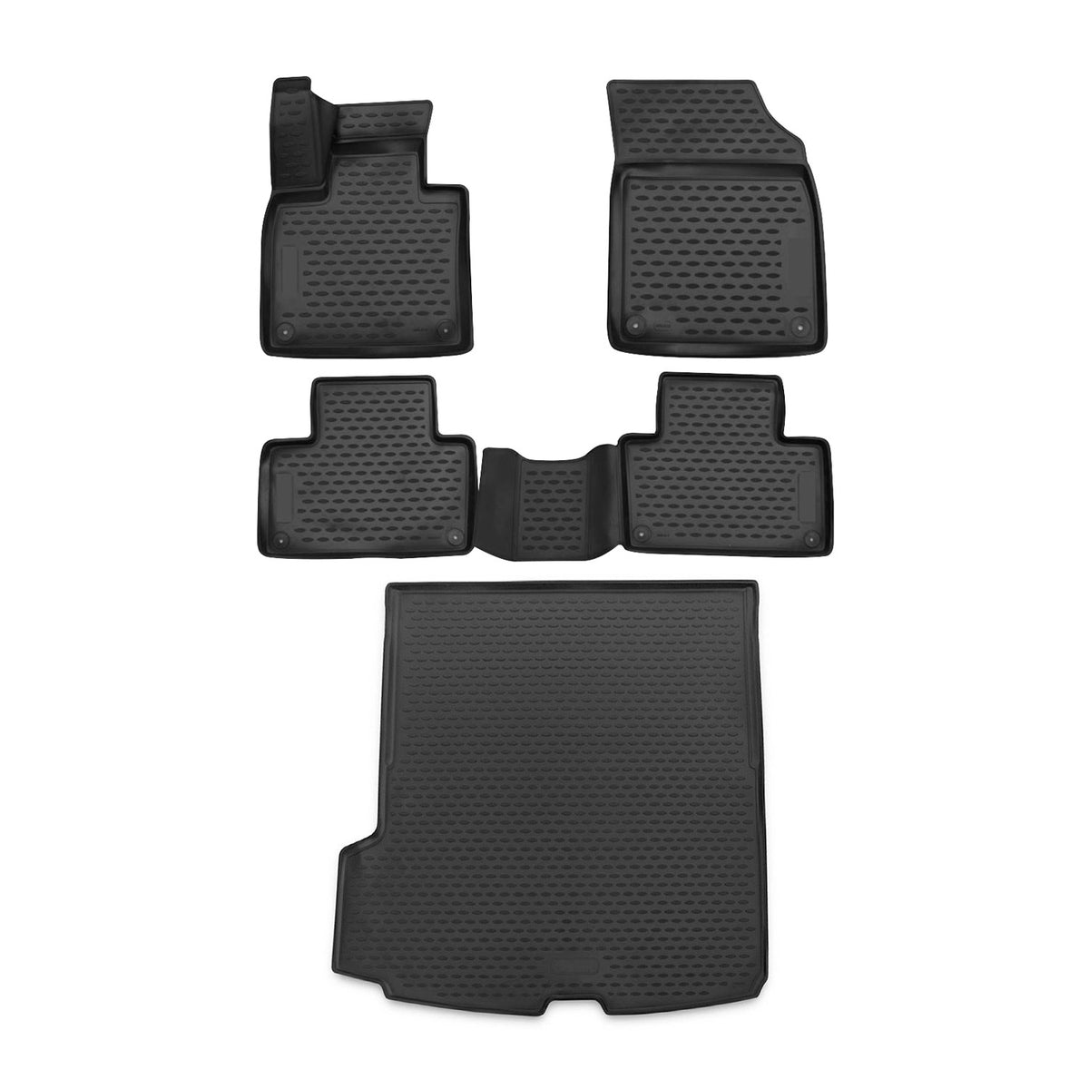 Fußmatten & Kofferraumwanne Set für Volvo XC90 2015-2018 Gummi TPE Schwarz 5x