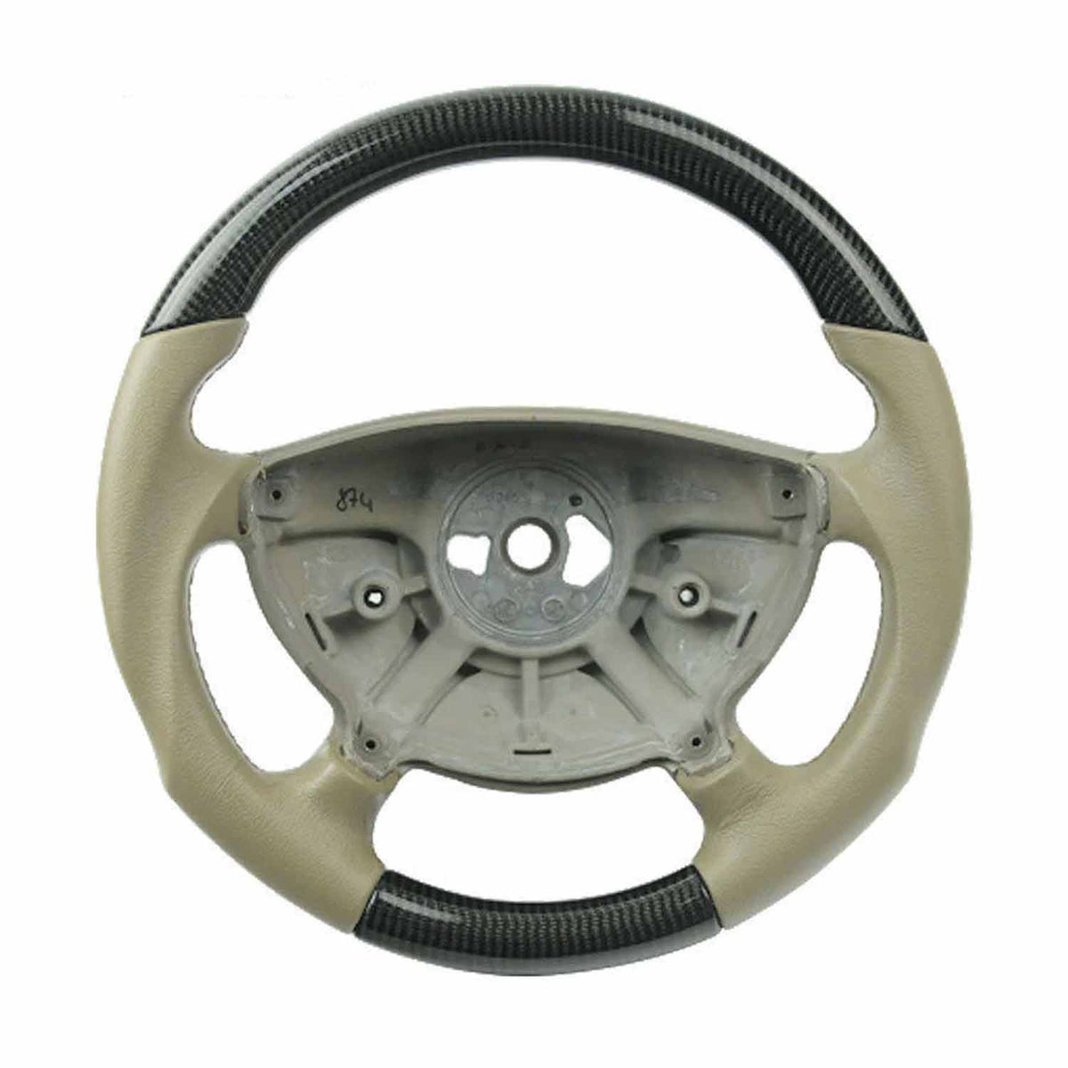 Steering wheel for Mercedes CLS C219 AMG real carbon & beige with real leather cover