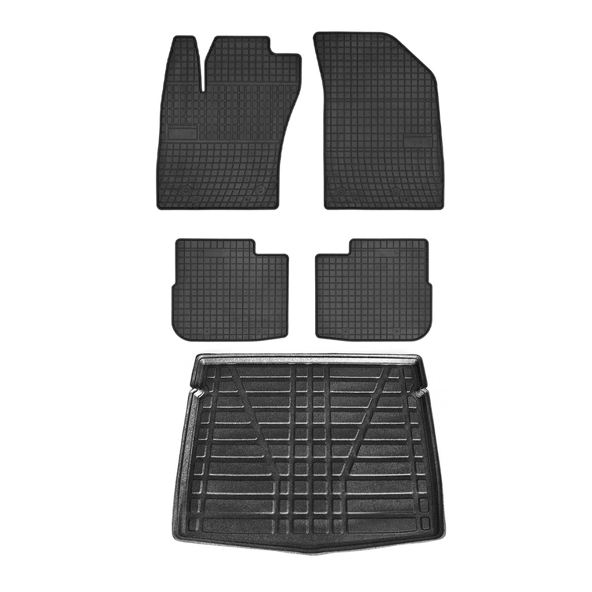 Fußmatten & Kofferraumwanne Set für Fiat Tipo Schrägheck 2015-2024 Gummi 5x