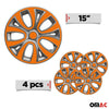 4x Radblenden Radkappen Radzierblenden für 15" Zoll Stahlfelgen Silber Orange