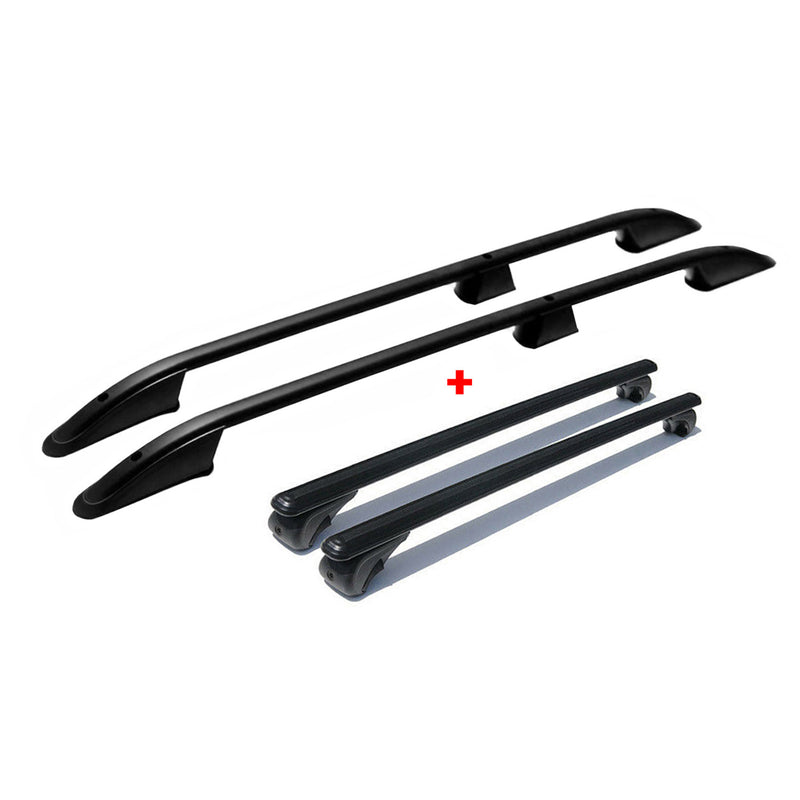 Dachreling + Dachträger für Ford Connect 2002-2013 L1 Kurzer RS Alu Schwarz 4x