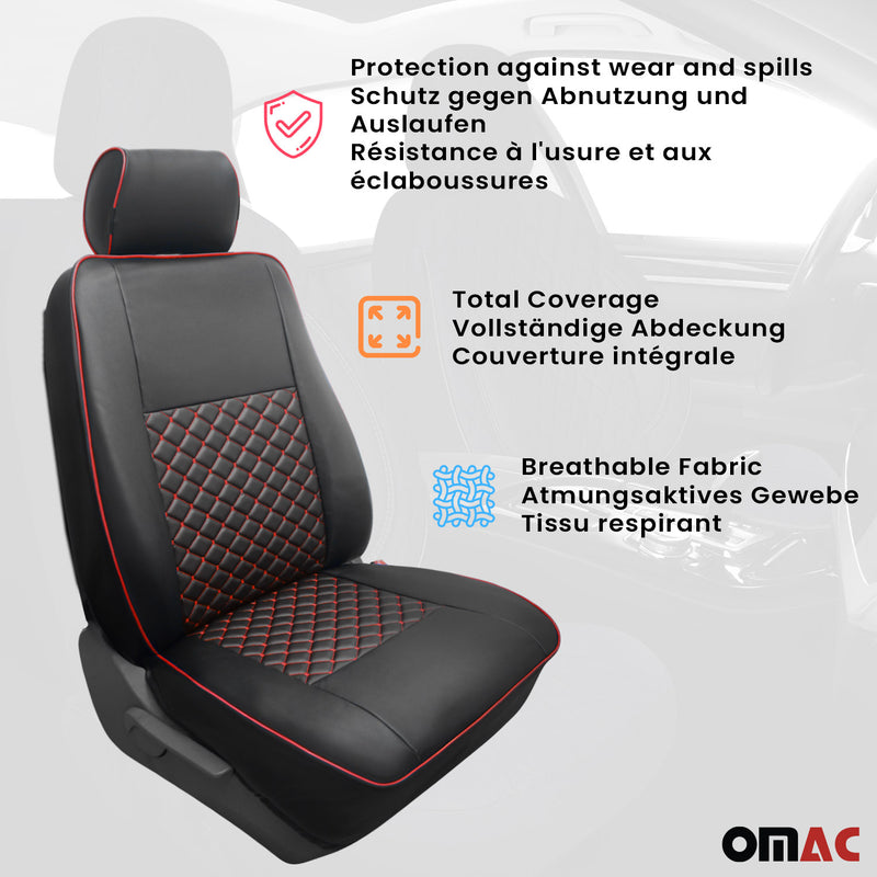 Sitzbezüge Schonbezüge für Renault Trafic 2001-2014 Kunstleder Schwarz Rot 2+1