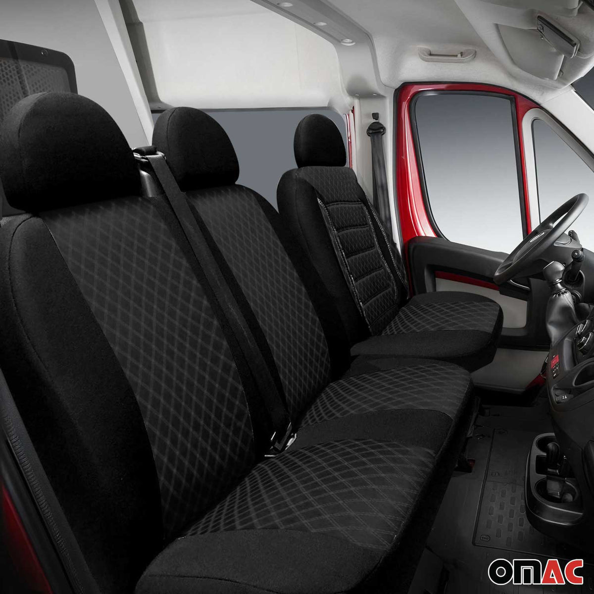 Sitzbezüge Schonbezüge für Ford Transit Custom 2018-2024 Schwarz 2+1 Vorne