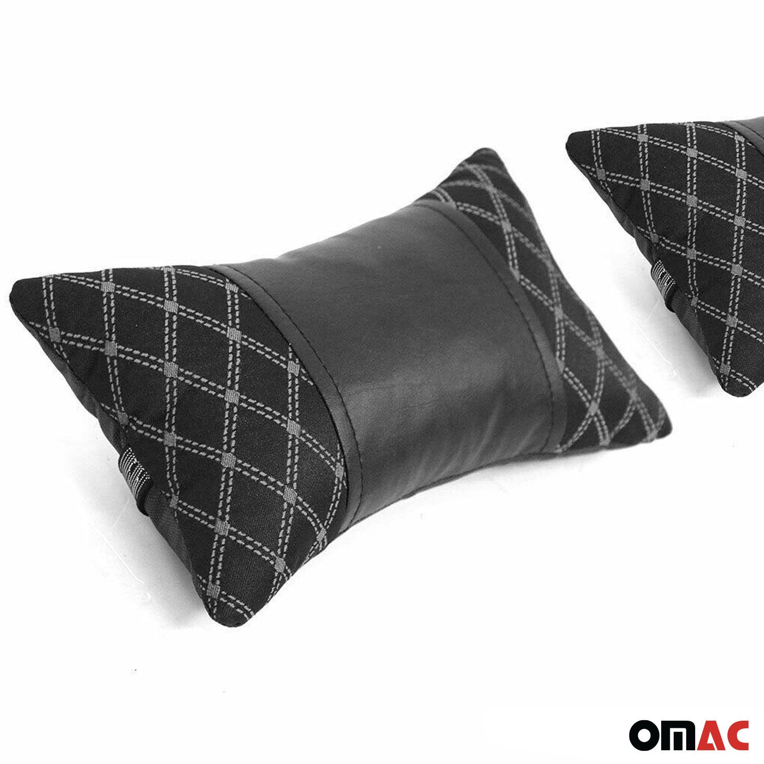 2 Stück KFZ Auto Kopfstütze Autositzkissen Nackenkissen Leder Schwarz