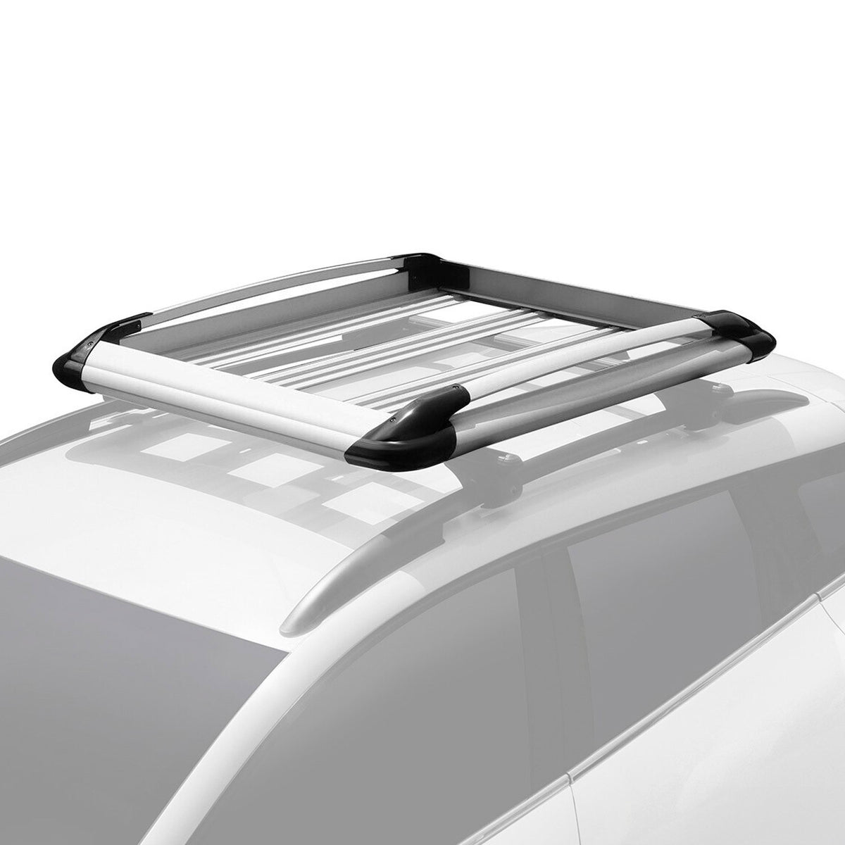 Luggage roof box roof basket for pick-up passenger cars aluminum silver 100x120 cm