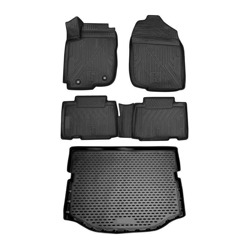 Fußmatten & Kofferraumwanne Set für Toyota RAV4 2013-2018 Gummi TPE Schwarz 5x