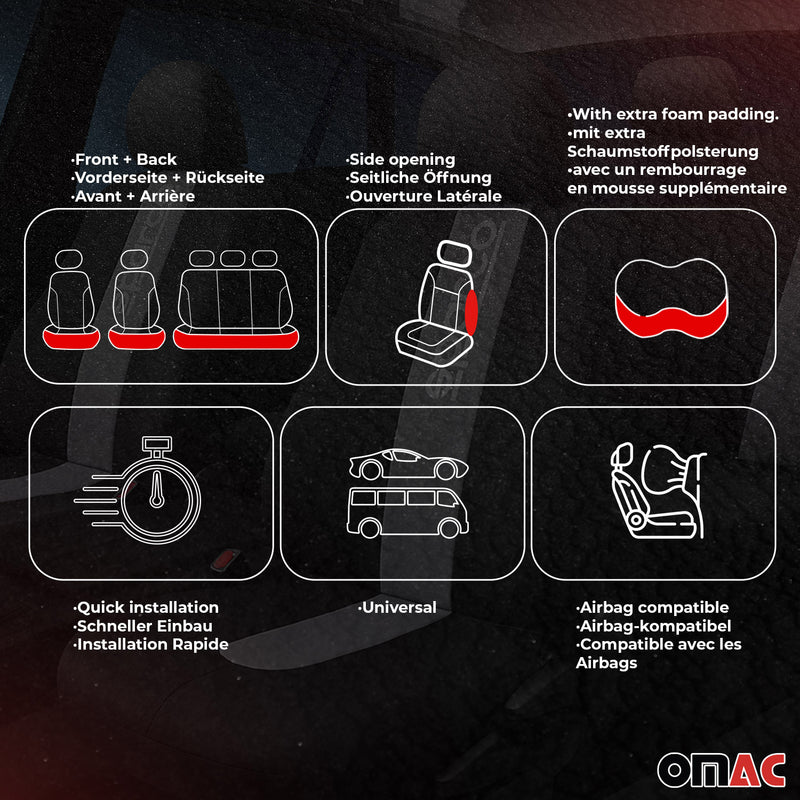 SPARCO Sitzbezüge Schonbezüge Autositzbezüge Universell Schwarz Blau 9 tlg Satz