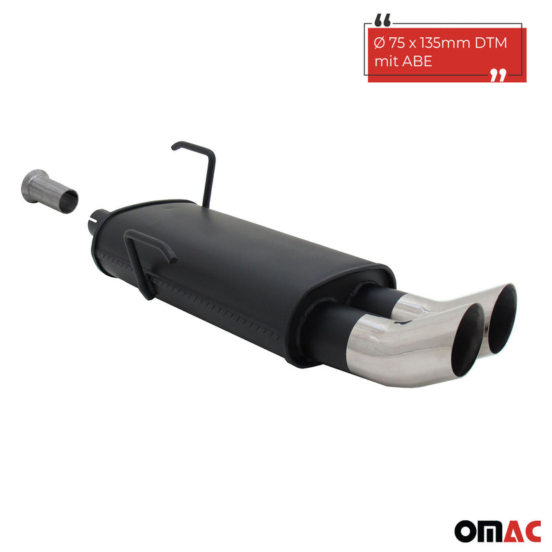 Novus Sportauspuff für Peugeot 206 2x76mm DTM Endschalldämpfer mit ABE