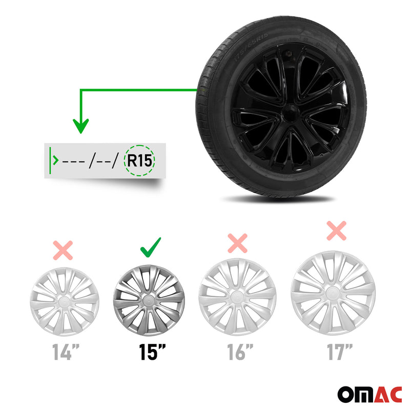 Radkappen Auto Radblenden 15 Zoll Schwarz 4tlg
