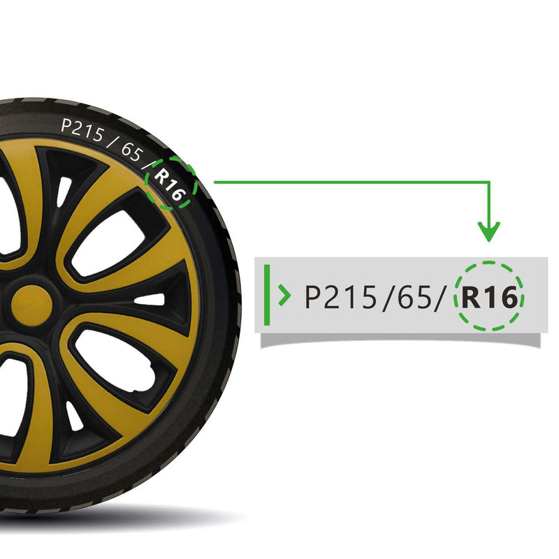 Radkappen 16 zoll Schwarz & Gelb 4tlg satz