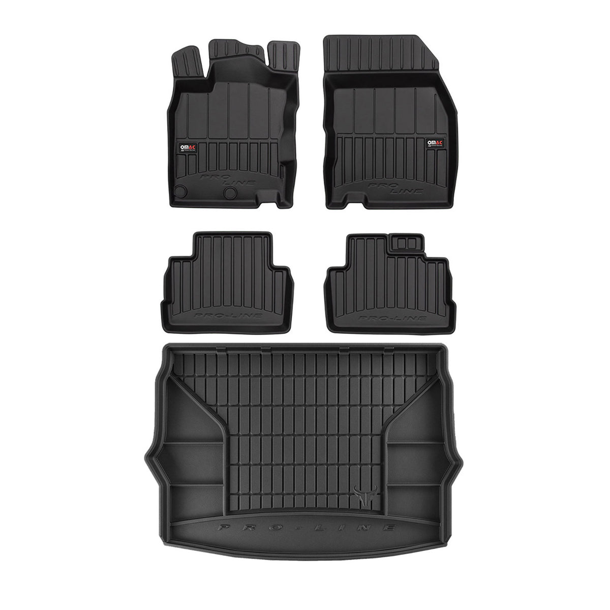 OMAC Fußmatten & Kofferraumwanne Set für Nissan Qashqai 2013-2024 Gummi TPE 5x
