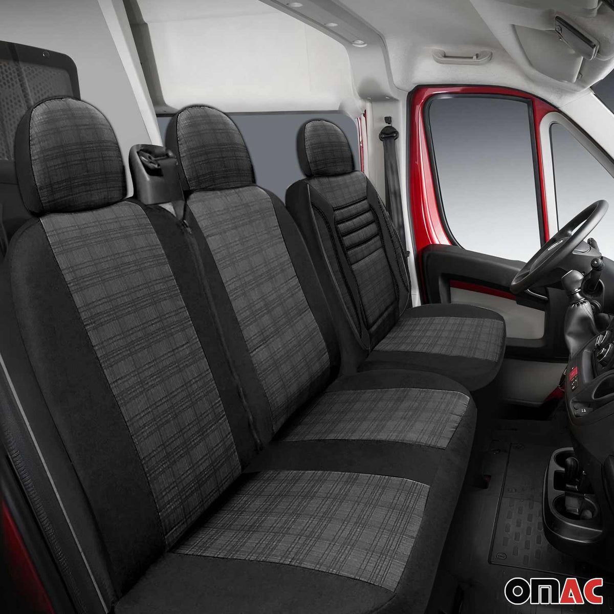 Schonbezüge Sitzschoner Sitzbezüge für VW T5 T6 Transporter Rauch Grau 2+1 Vorne