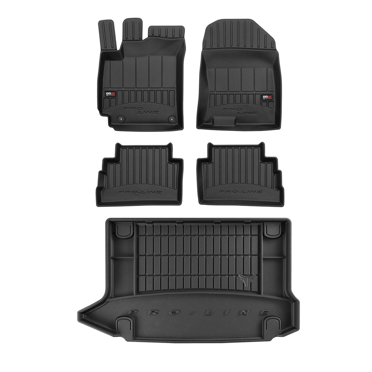 OMAC Fußmatten & Kofferraumwanne Set für Hyundai Kona 2017-2024 Gummi Schwarz 5x