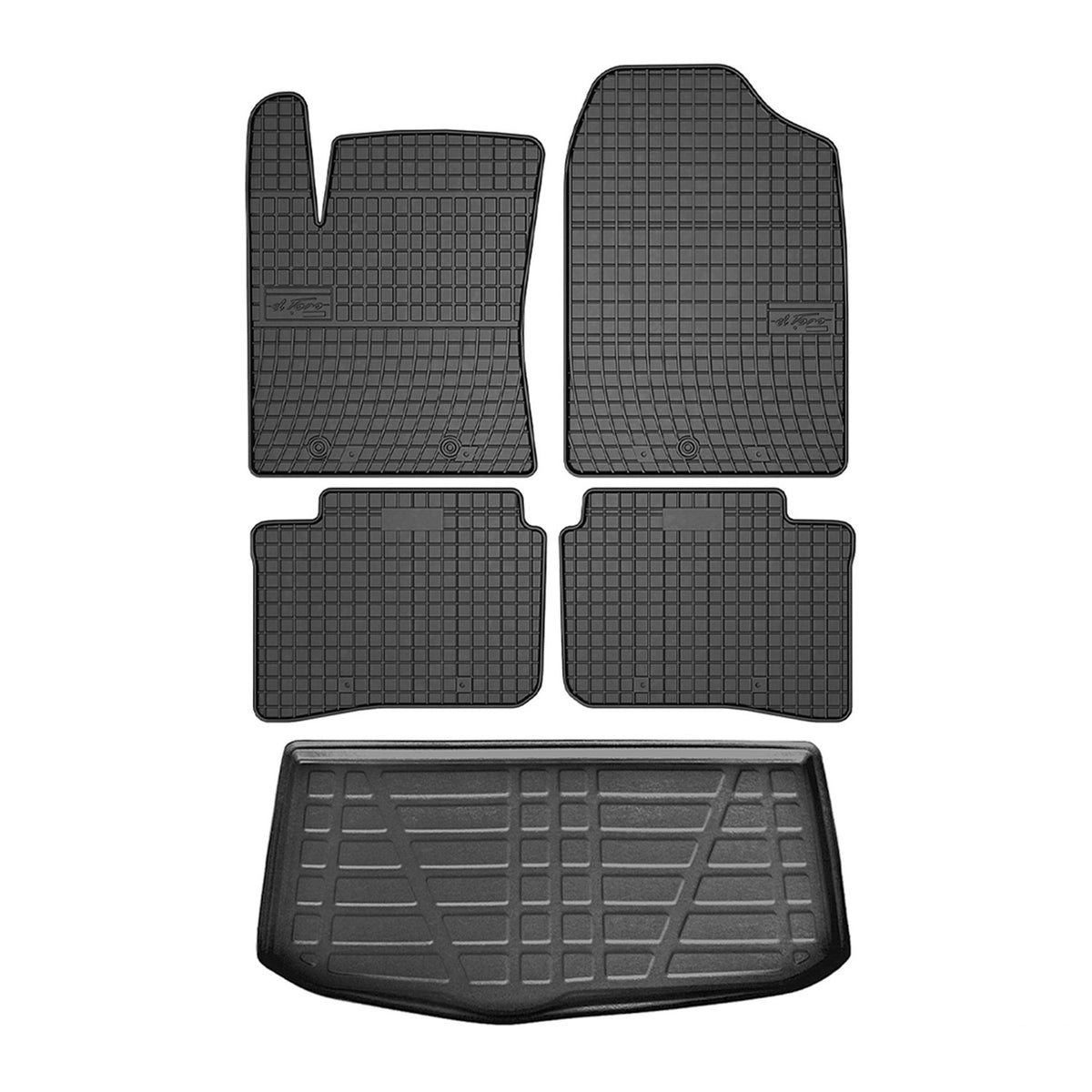 Fußmatten & Kofferraumwanne Set für Hyundai i10 2019-2024 Gummi TPE Schwarz 5x