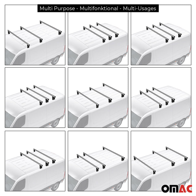 Menabo Dachträger Querträger für Renault Kangoo 2007-2020 Aluminium Grau 3x