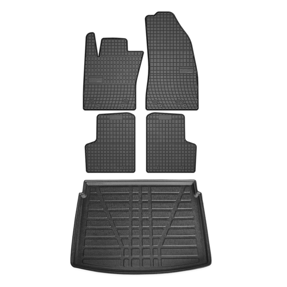 Fußmatten & Kofferraumwanne Set für Fiat 500X 2014-2024 Gummi TPE Schwarz 5x
