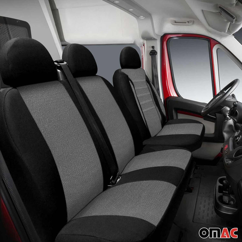 Schonbezüge Sitzbezüge für Ford Transit Tourneo Custom Grau Schwarz 2+1 Vorne