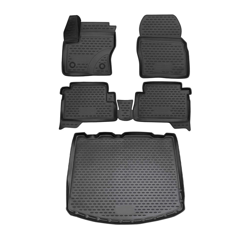 Fußmatten & Kofferraumwanne Set für Ford Kuga 2012-2019 Gummi TPE Schwarz 5x