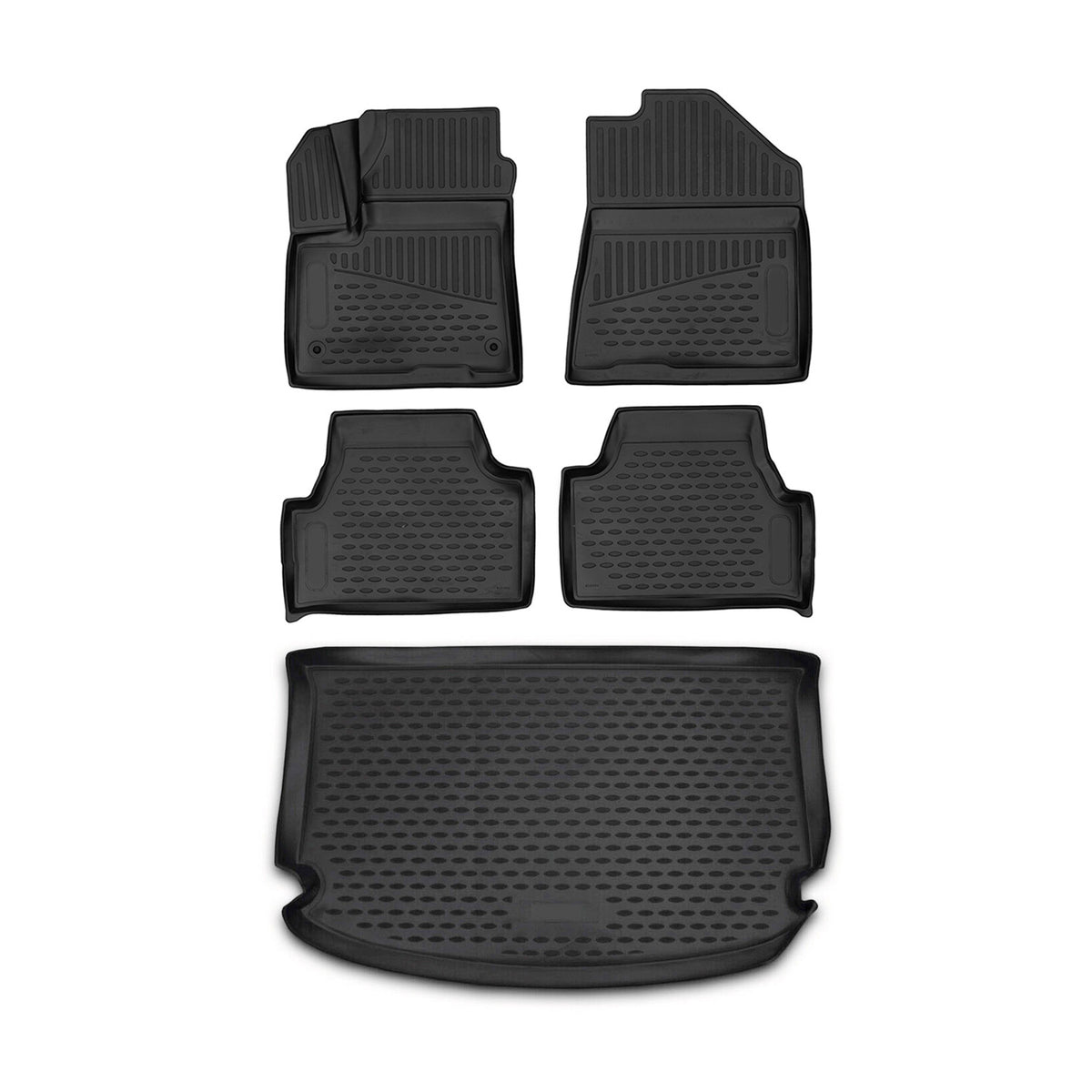 Floor mats & trunk liner set for Kia Soul 2015-2019 rubber TPE black 5x