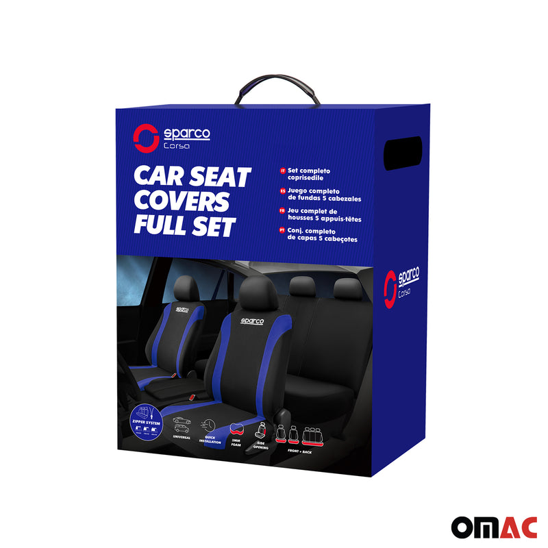 SPARCO Sitzbezüge Schonbezüge Autositzbezüge Universell Schwarz Blau 9 tlg Satz