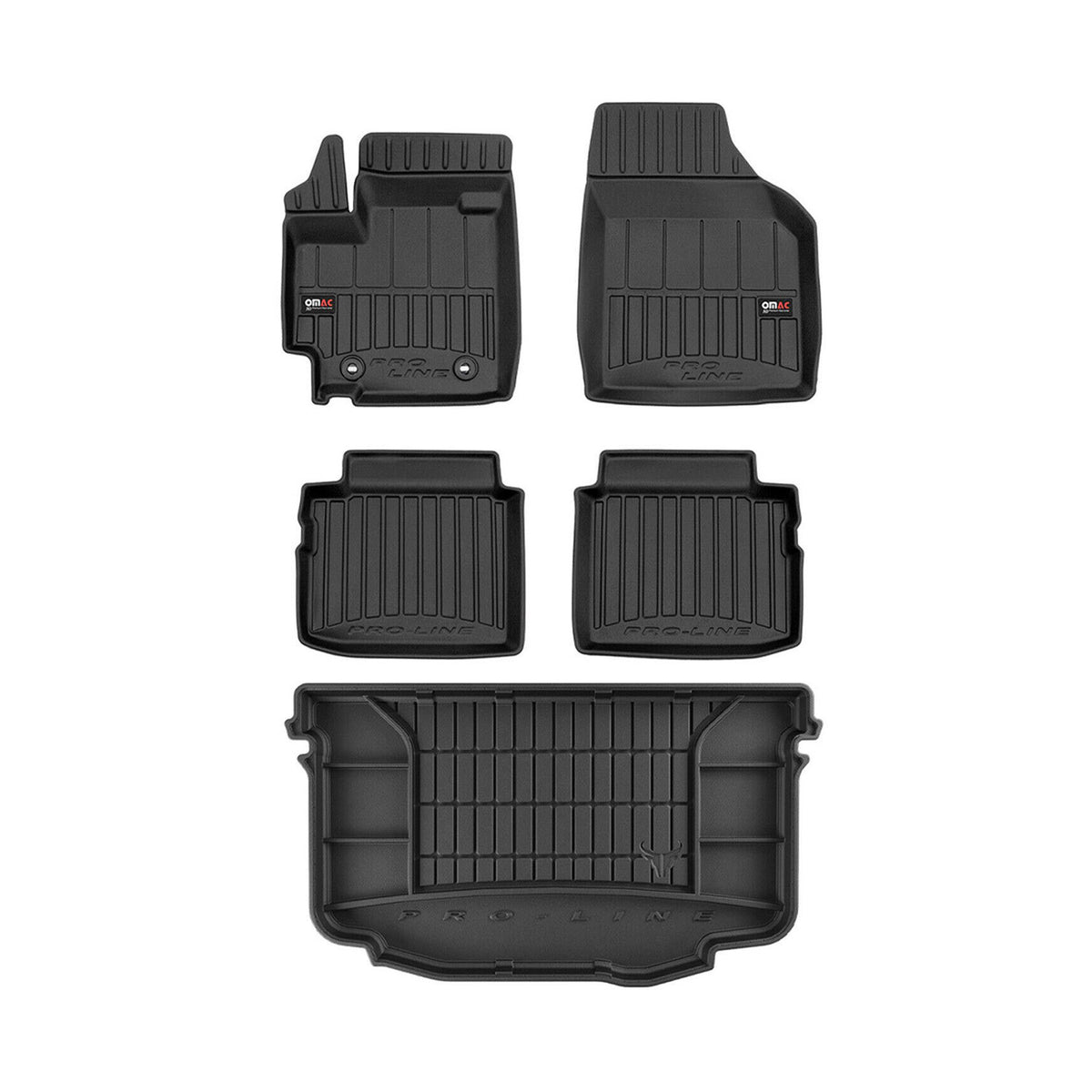 OMAC Fußmatten & Kofferraumwanne Set für Suzuki Celerio 2014-2020 Gummi 5x