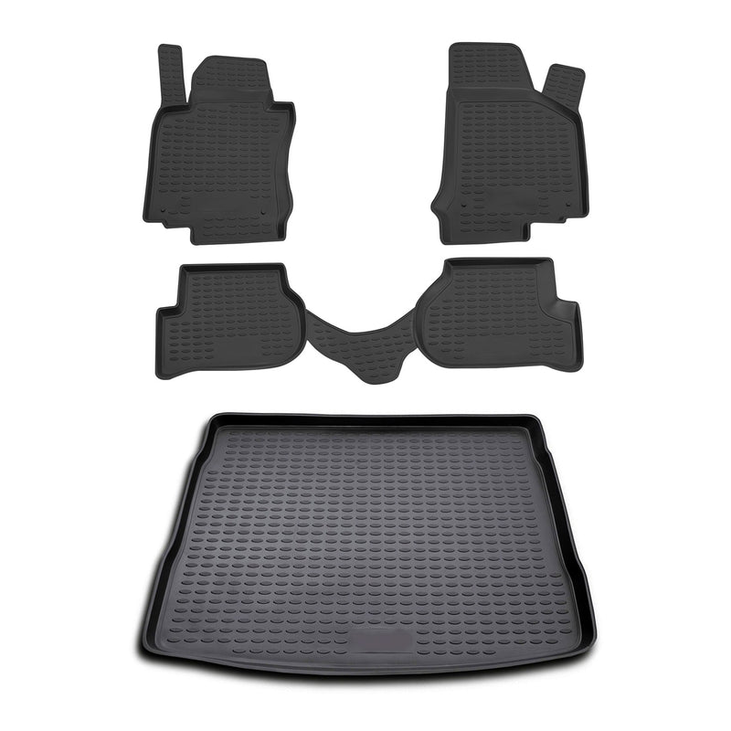 Fußmatten & Kofferraumwanne Set für VW Golf 5 2003-2009 Gummi TPE Schwarz 5x