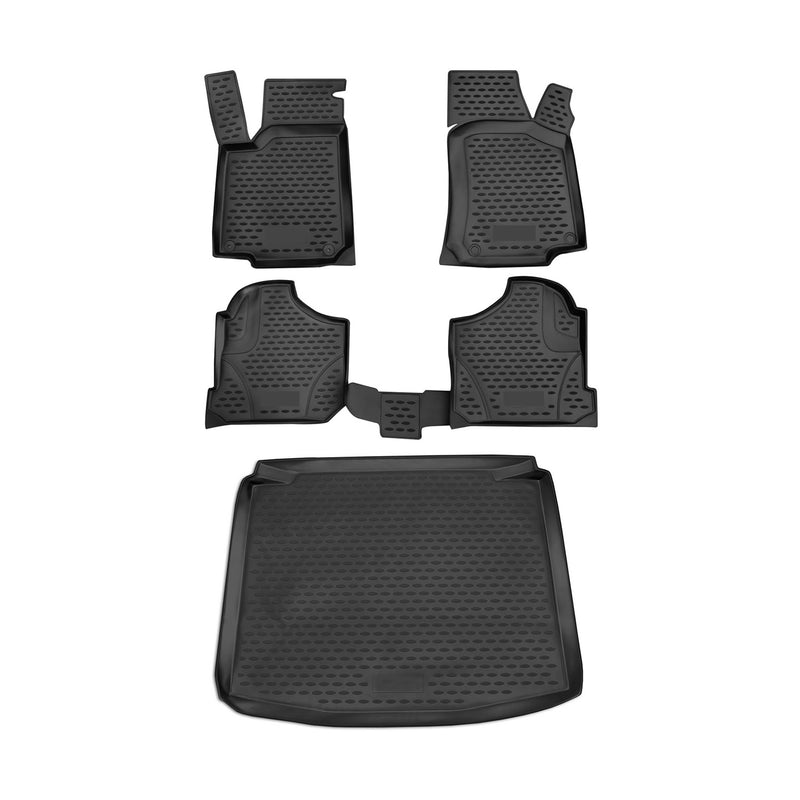 Fußmatten & Kofferraumwanne Set für VW Golf 1997-2006 Schrägheck TPE Schwarz